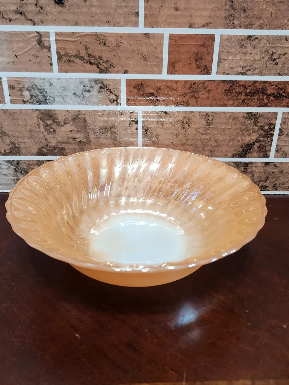 Anchor Hocking Peach Glass Serving Bowl